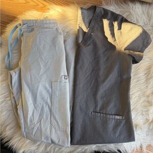 FIGS grey and Light Blue Scrub Set
